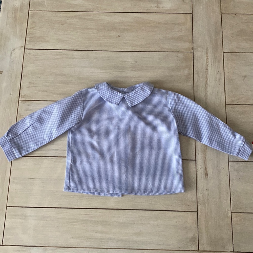 Funtasia Too NWT Boys Blue White Gingham Dress Shirt 18 Months